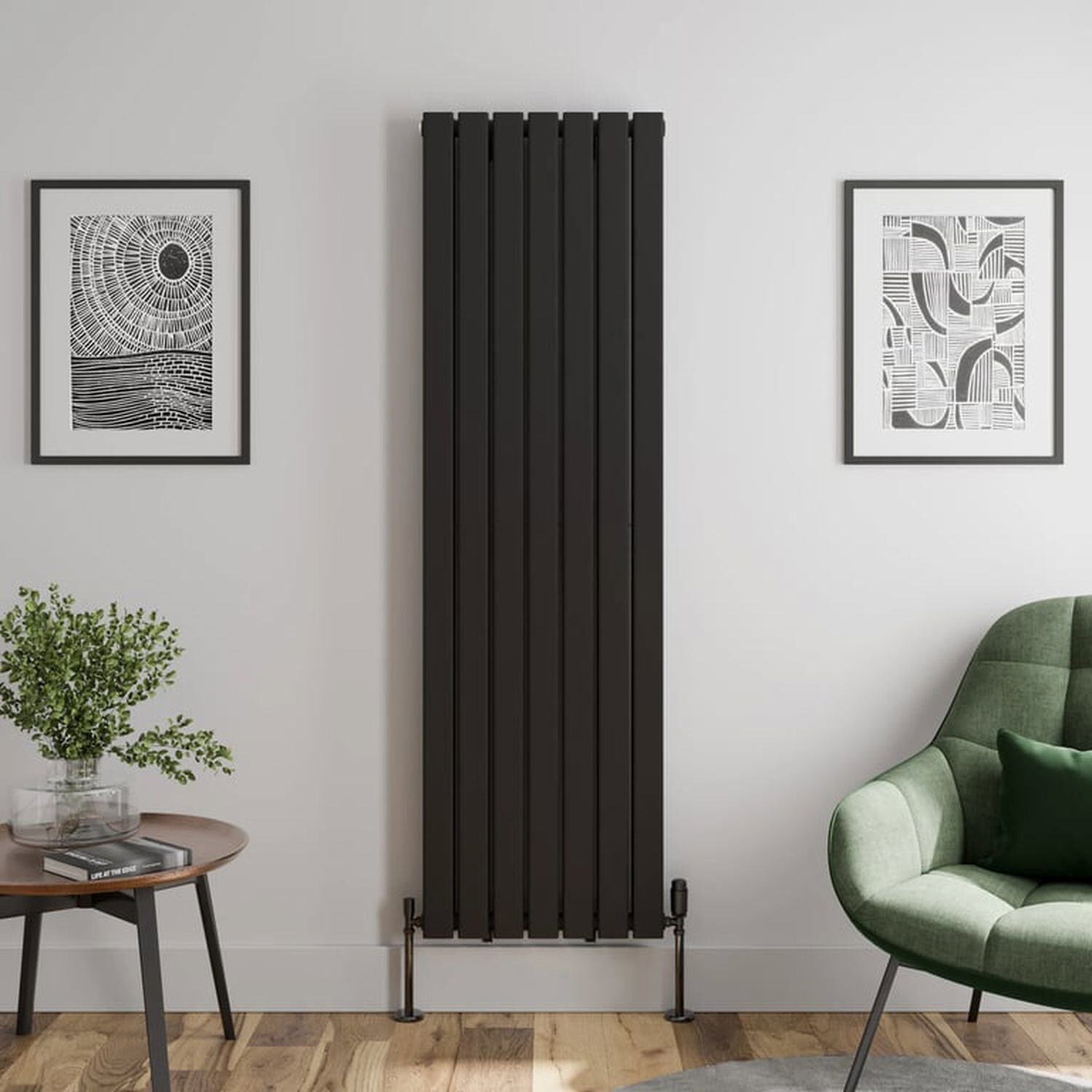 Temprazo 1800 X 530Mm Flat Double Panel Vertical Designer Radiator - Black - Black