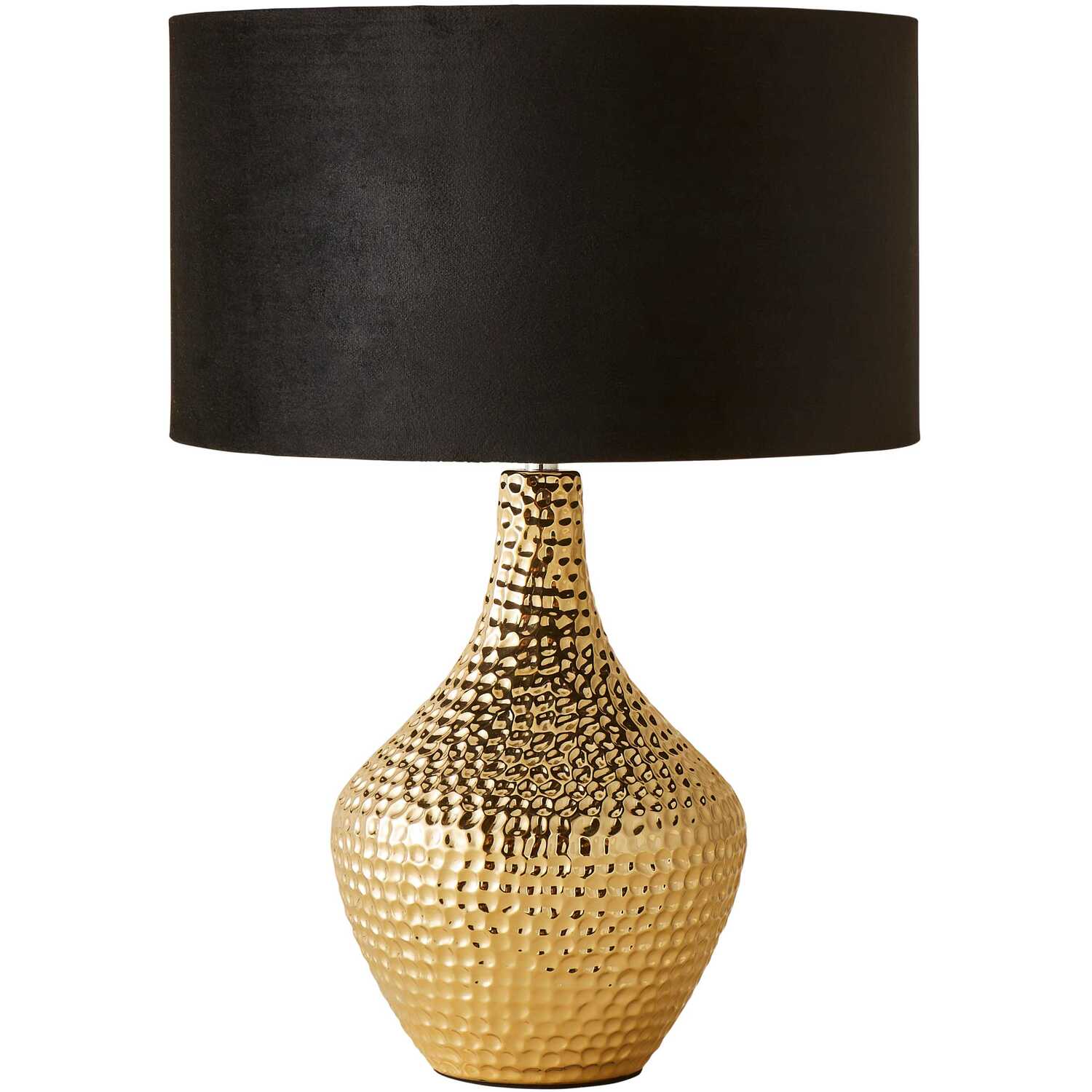 Valuelights Bailey Gold Textured Ceramic Table Lamp Velvet Shade - Black / No - Black / No