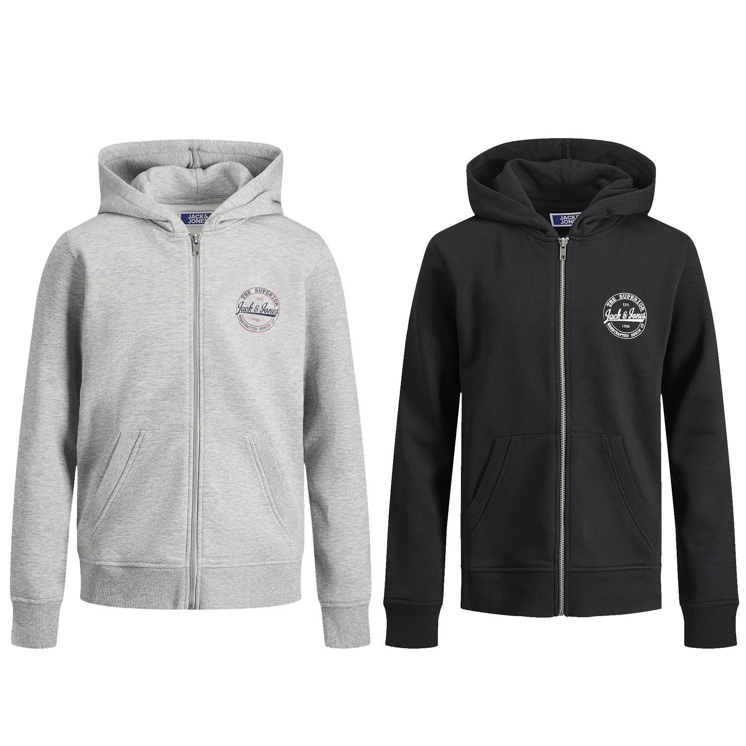 Jack & Jones Men's Black Junior 2 Pcs Sweat Zip Hoodie Set Soft & Comfortable /Grey In | Size: 7-8 - Image 2