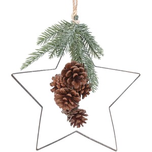 Metal Star with Pinecones Hanging Christmas Decoration