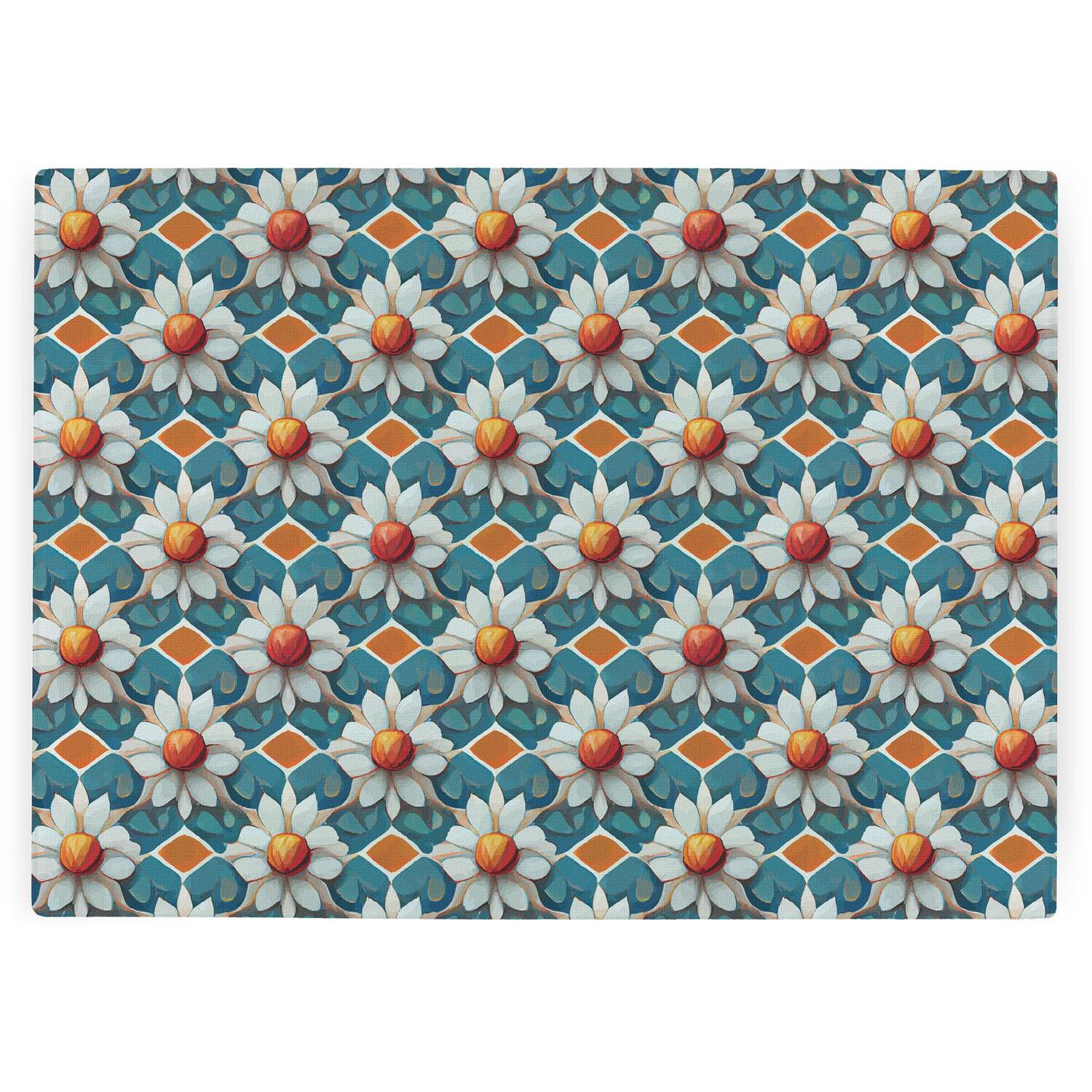 Image of Blue Floral Tile Worktop Protector -&hellip;