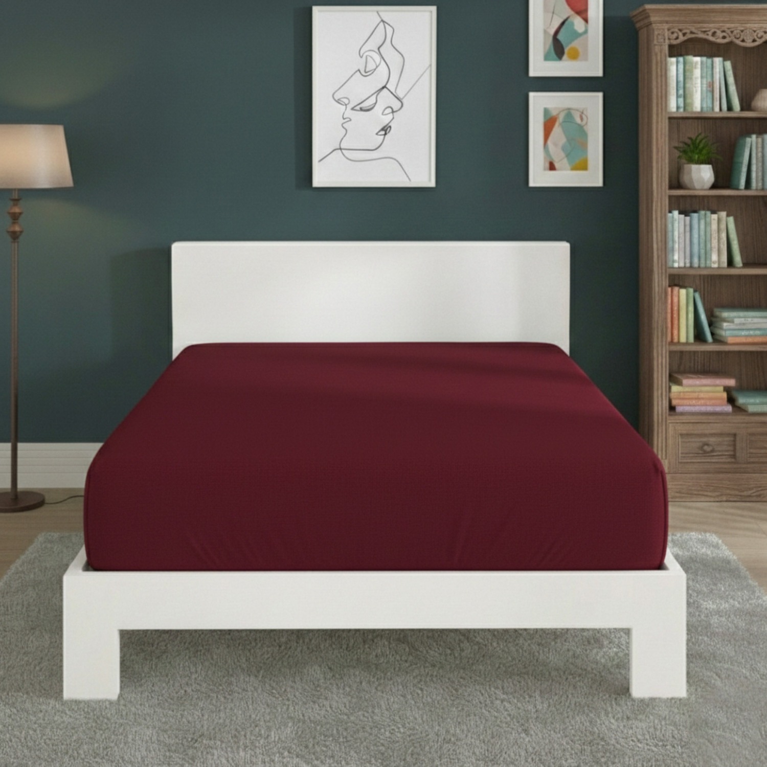 Snug City Polycotton Fitted Sheet Extra Deep 40cm Skirt Easy Care in Wine | Size: Super King
