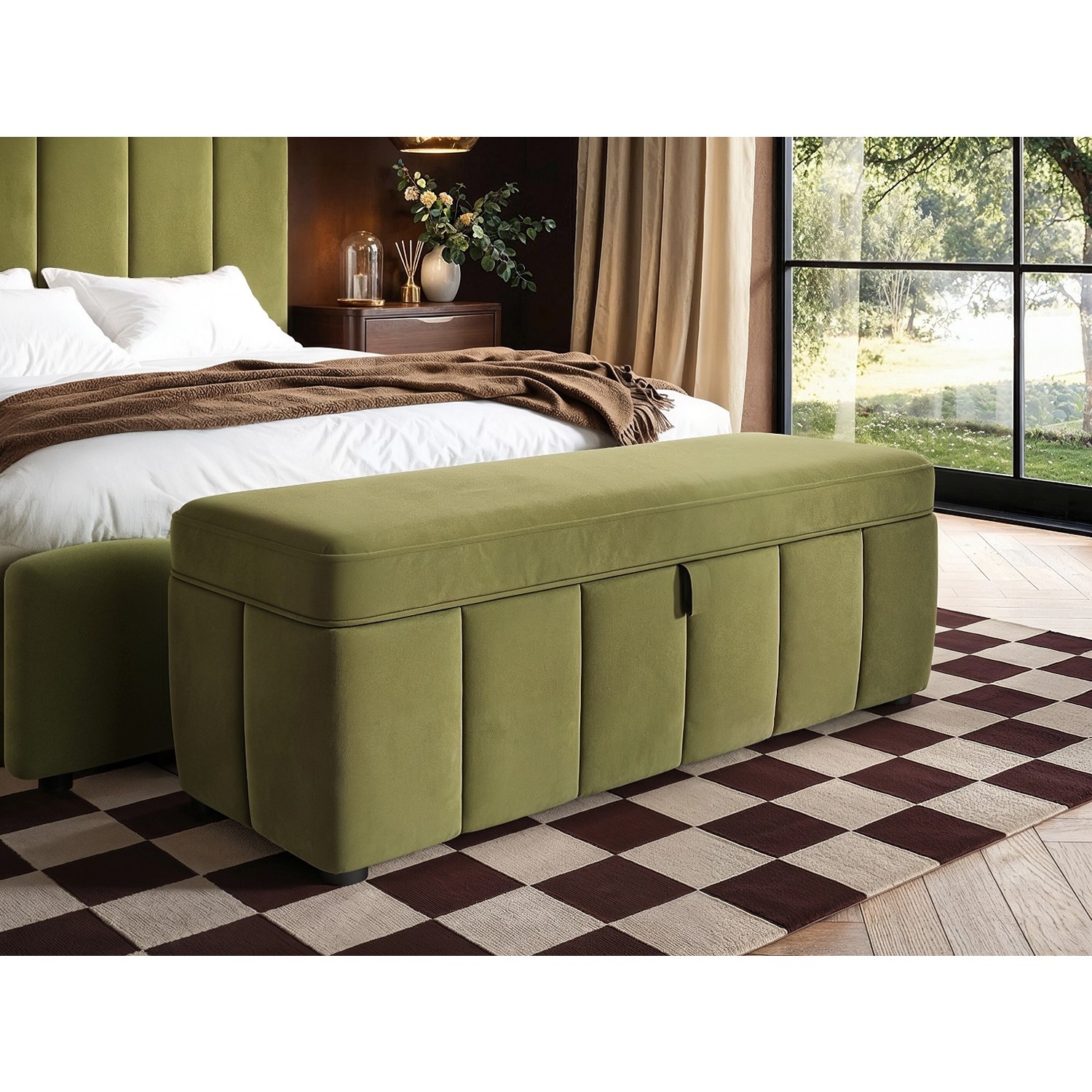 Solace+Co Emilie Ottoman Blanket Box - Green