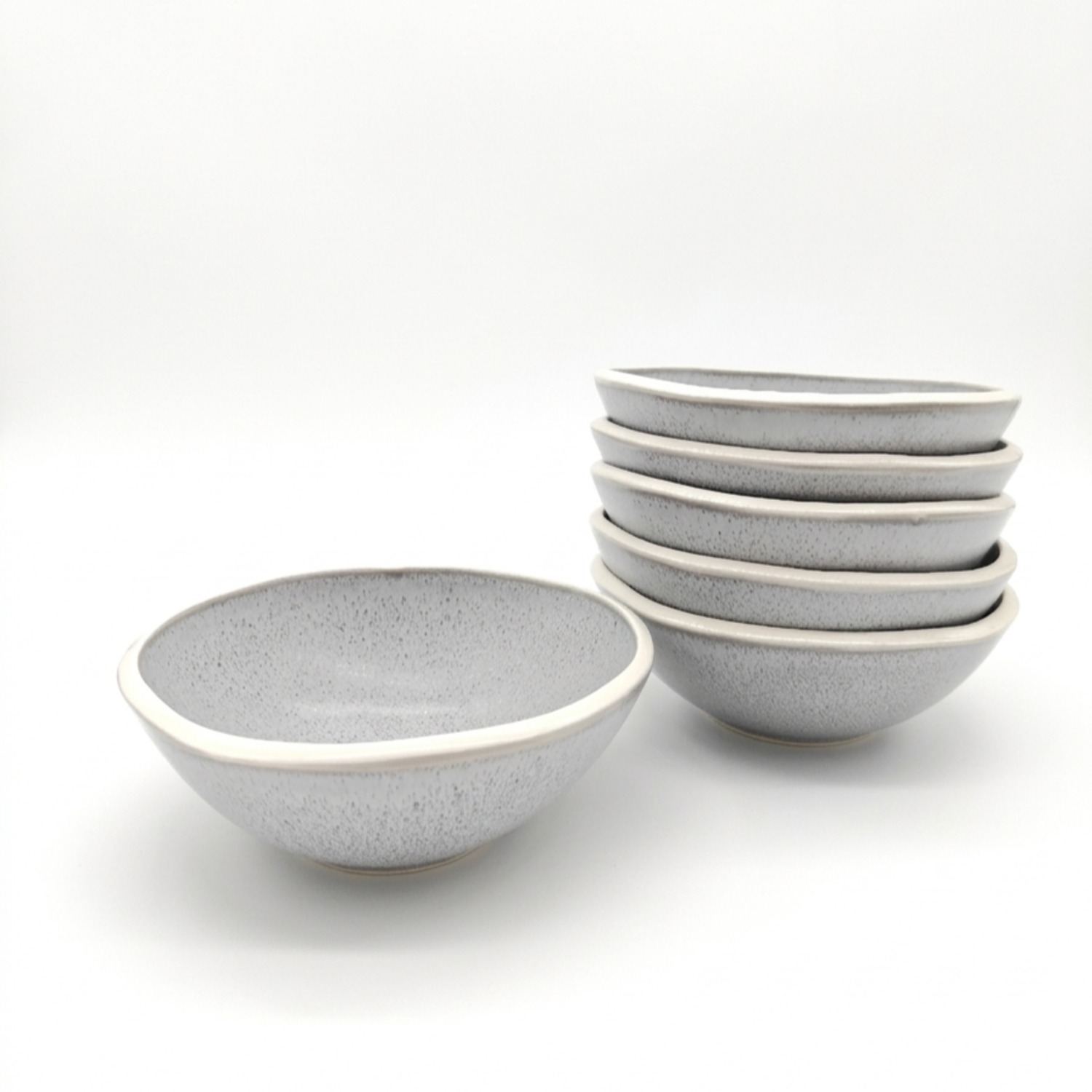 Glim & Glam Reactive Grey Glaze Dinnerware Set Nordic Pebble Cereal Bowls 16.5Cm - Grey