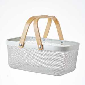 Eden & Willow Large Mesh Wire Metal Storage Basket with Wooden Handles
