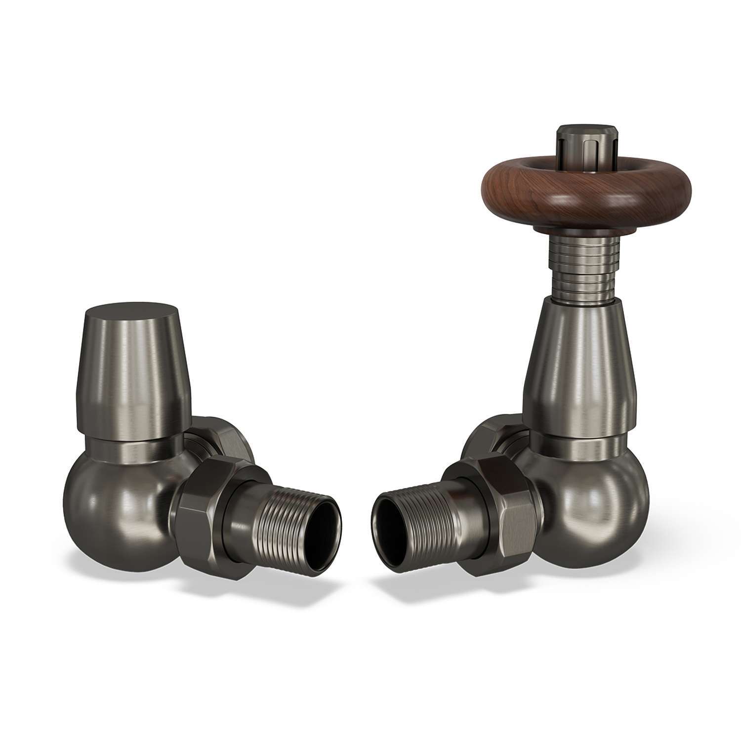 Uk Radiators Stirling Traditional - Thermostatic Radiator Valve & Lockshield Sets - Pewter / 130Mm