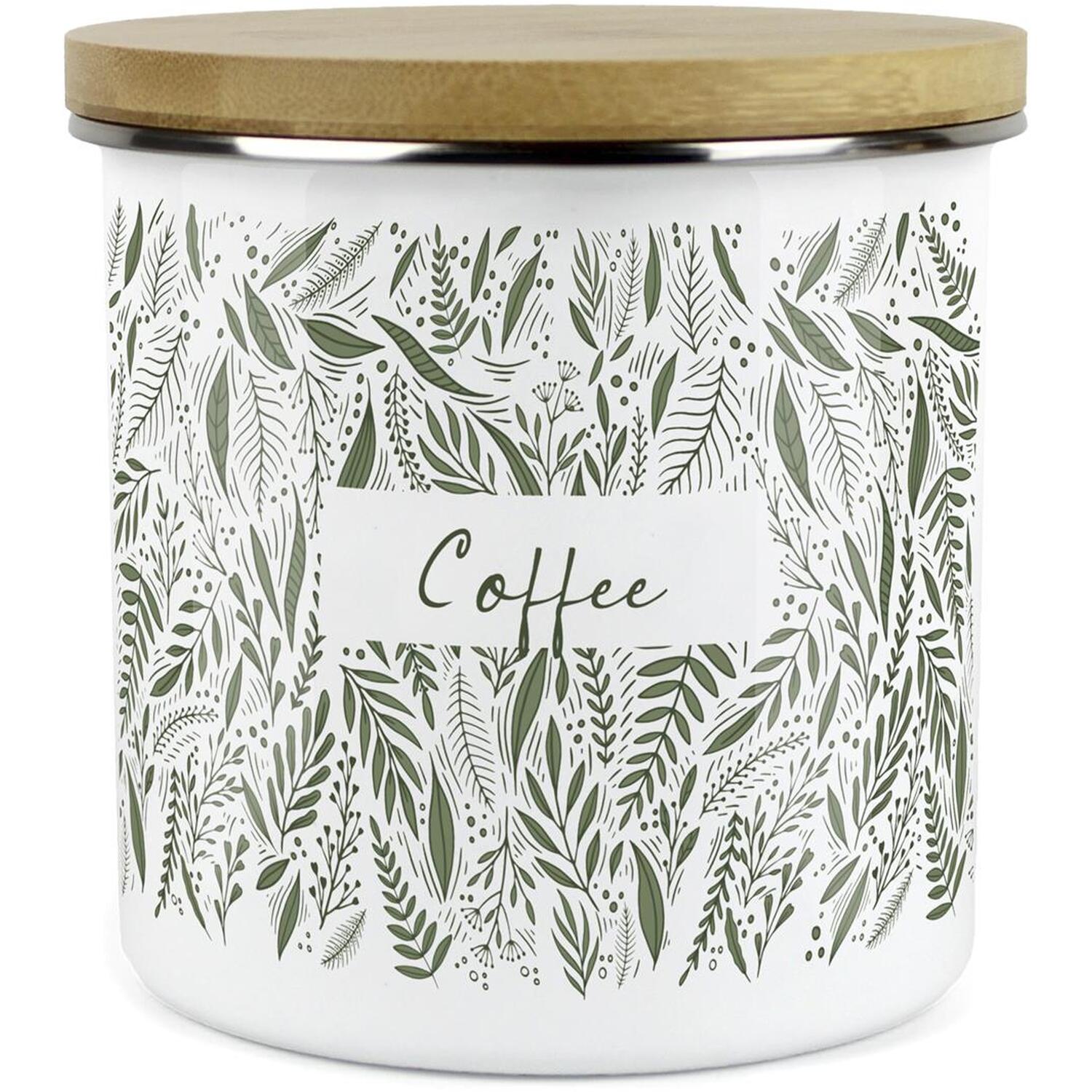 Purely Home Green Leaves Large Kitchen Storage Canister - White