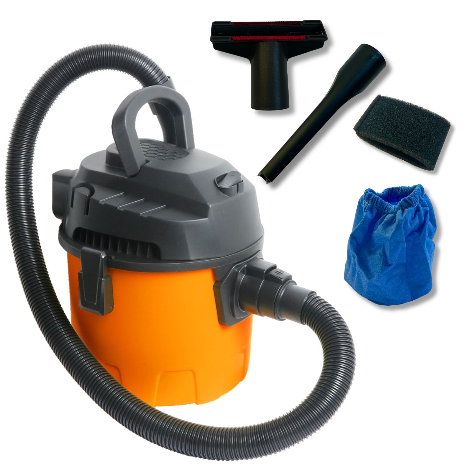 Lazy Tools Wet & Dry Vacuum Cleaner - 3-In-1 (Wet/Dry/Blow), 10L Tank, 2.5Kg Lightweight, Filters & Accessories - Orange