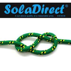 10mm x 100 metres / 328 ft of Green & Yellow Polypropylene Rope, Solid Braided Poly Rope Cord Twine