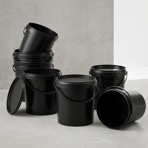 5 x Black 10L Storage Buckets with Lid & Handles