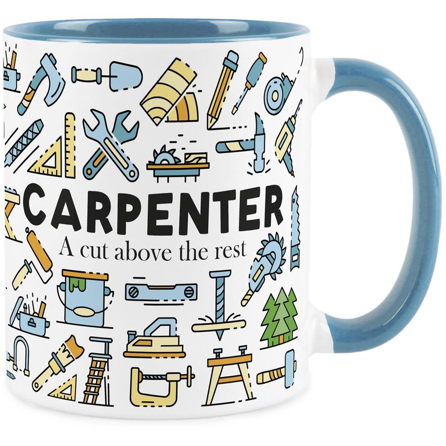 Carpenter Mug - Novelty Funny Woodwork Joiner Gift - Light Blue Ceramic Cup - Image 2