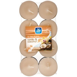 Pack of 16 Pan Aroma Colour Tea Lights Candle Vanilla & Coconut