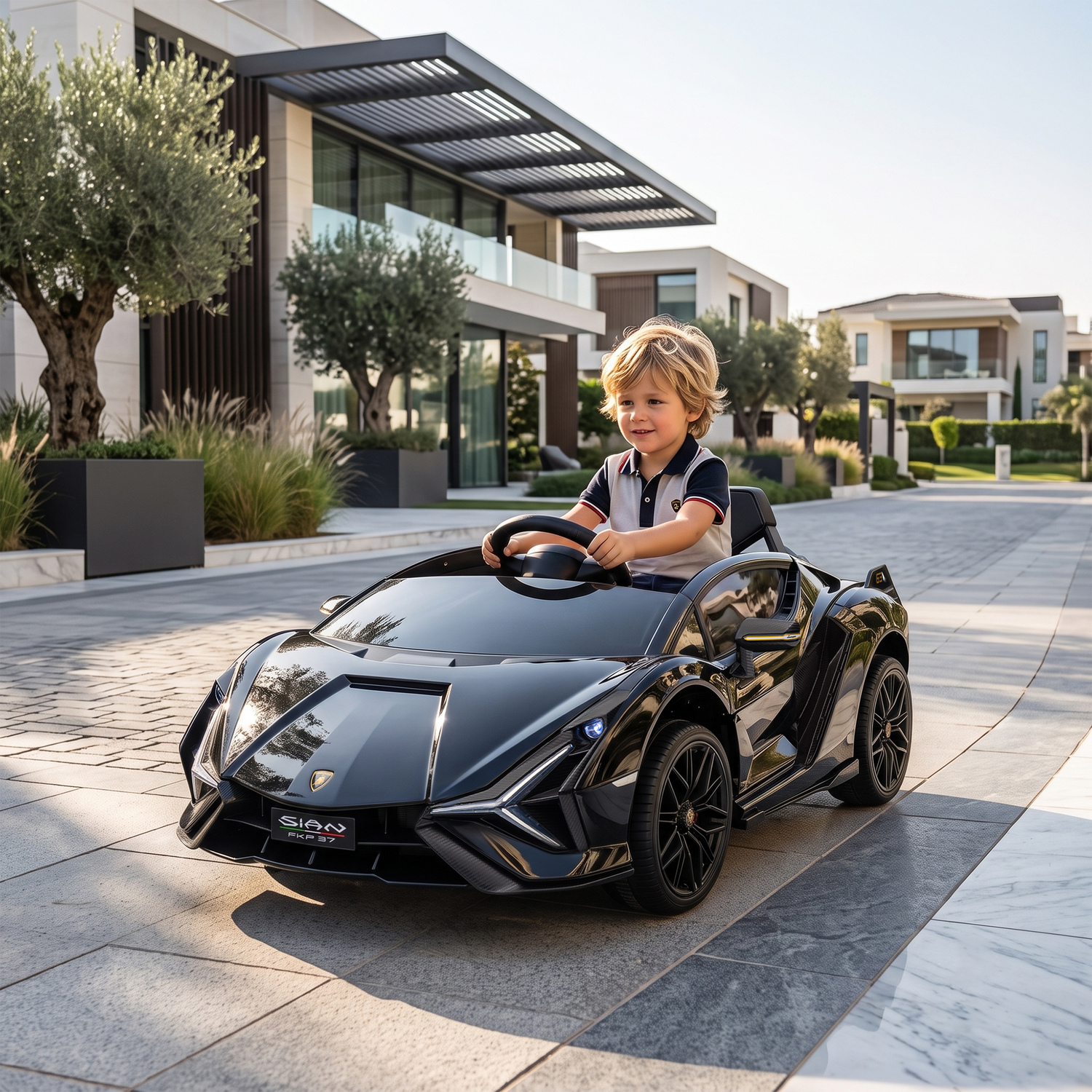 Homcom Lamborghini Sian 12V Electric Car For Kids W/ Remote Control, Black - Image 4