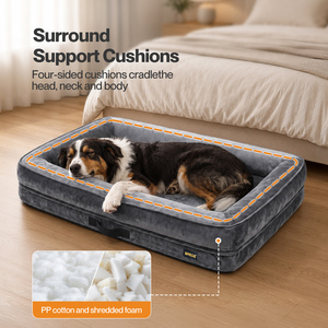 Dog Bed XXL Orthopedic Dog Bed 4.0in Egg Crate Foam Flannel Grey