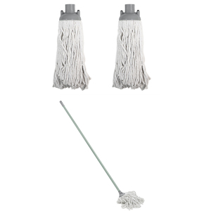 JVL String Mop with 2 Replacement Heads - Grey