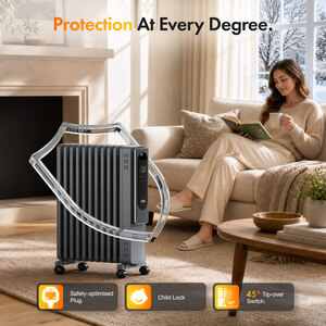 Oil Filled Radiator U Shape 11 Fin with WiFi and Remote