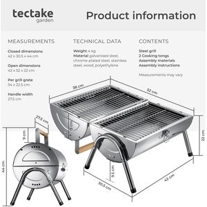 tectake® Stainless Steel Grill