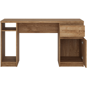Fribo 1 Door 1 Drawer Twin Pedestal Desk in Oak