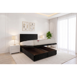 Black / Small Double / 190cm Emily End Opening Ottoman & Orthopaedic Mattress + 24