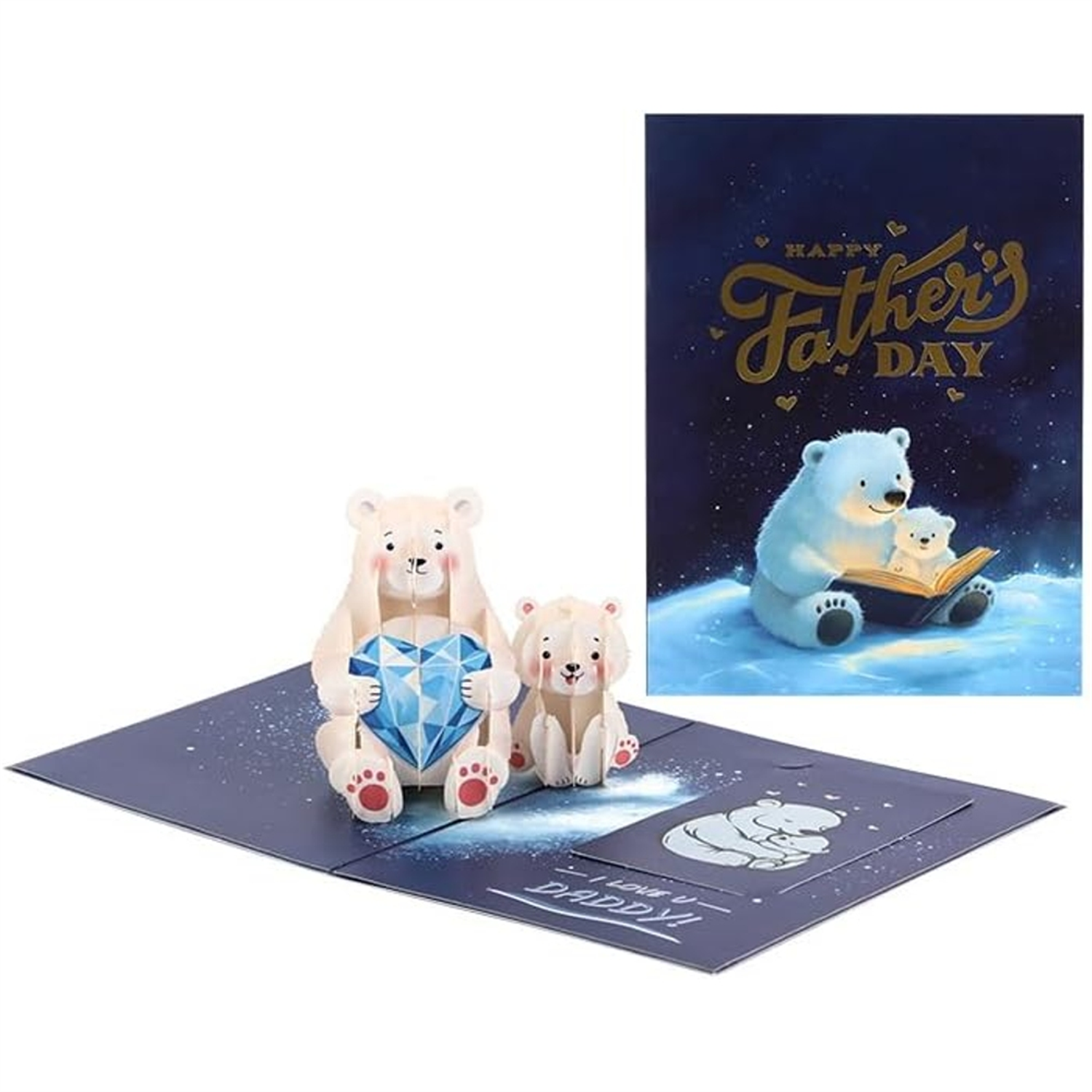 Brightfeel I Love You Daddy Polar Bear 3D Pop Up Father's Day Card - White