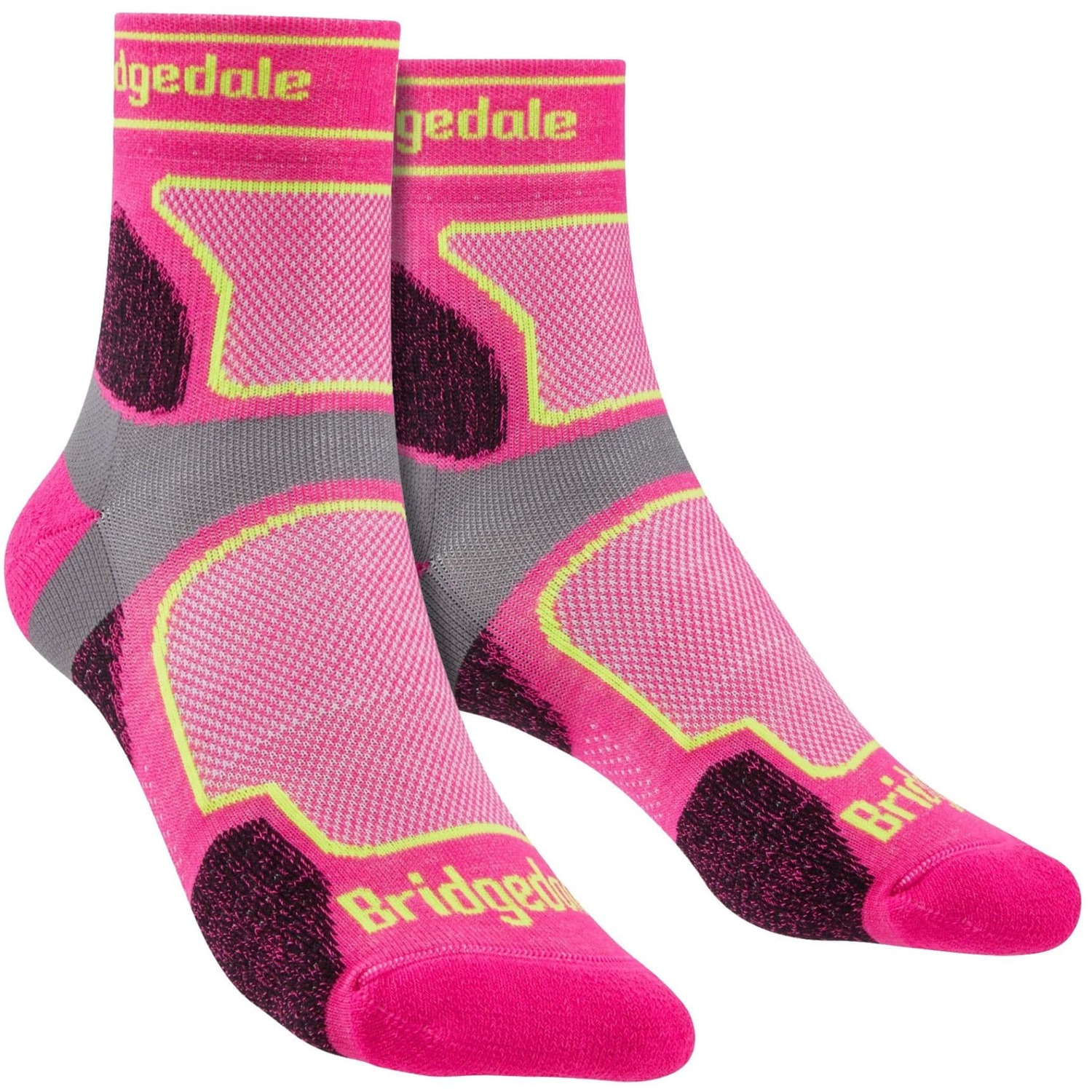 Bridgedale Women's Pink Trail Running Ultralight T2 Coolmax Sport 3/4 Crew Socks In | Size: 7-8 - Image 2