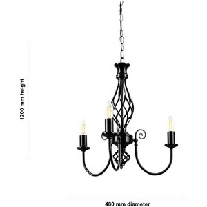 Barley Twist Black 3 Light Pendant