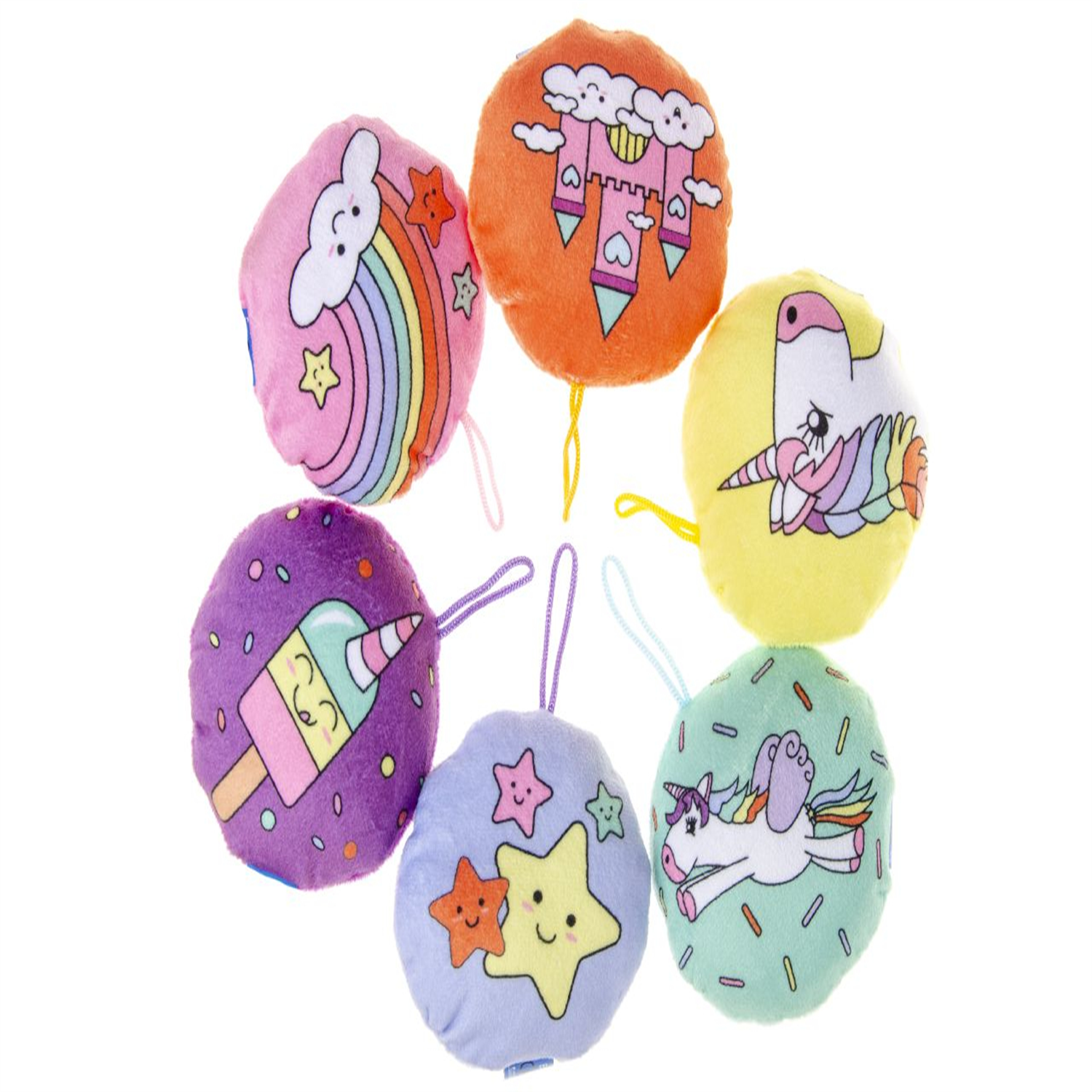 Single Plush Multicoloured Unicorn 10cm - Plush Gift Bag Filler Backpack Keychai - Image 2