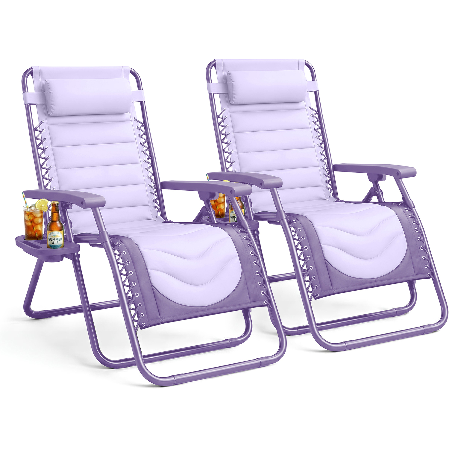 Keplin Set Of 2 Xxl Premium Heavy Duty Padded Zero Gravity Chairs D - Lilac