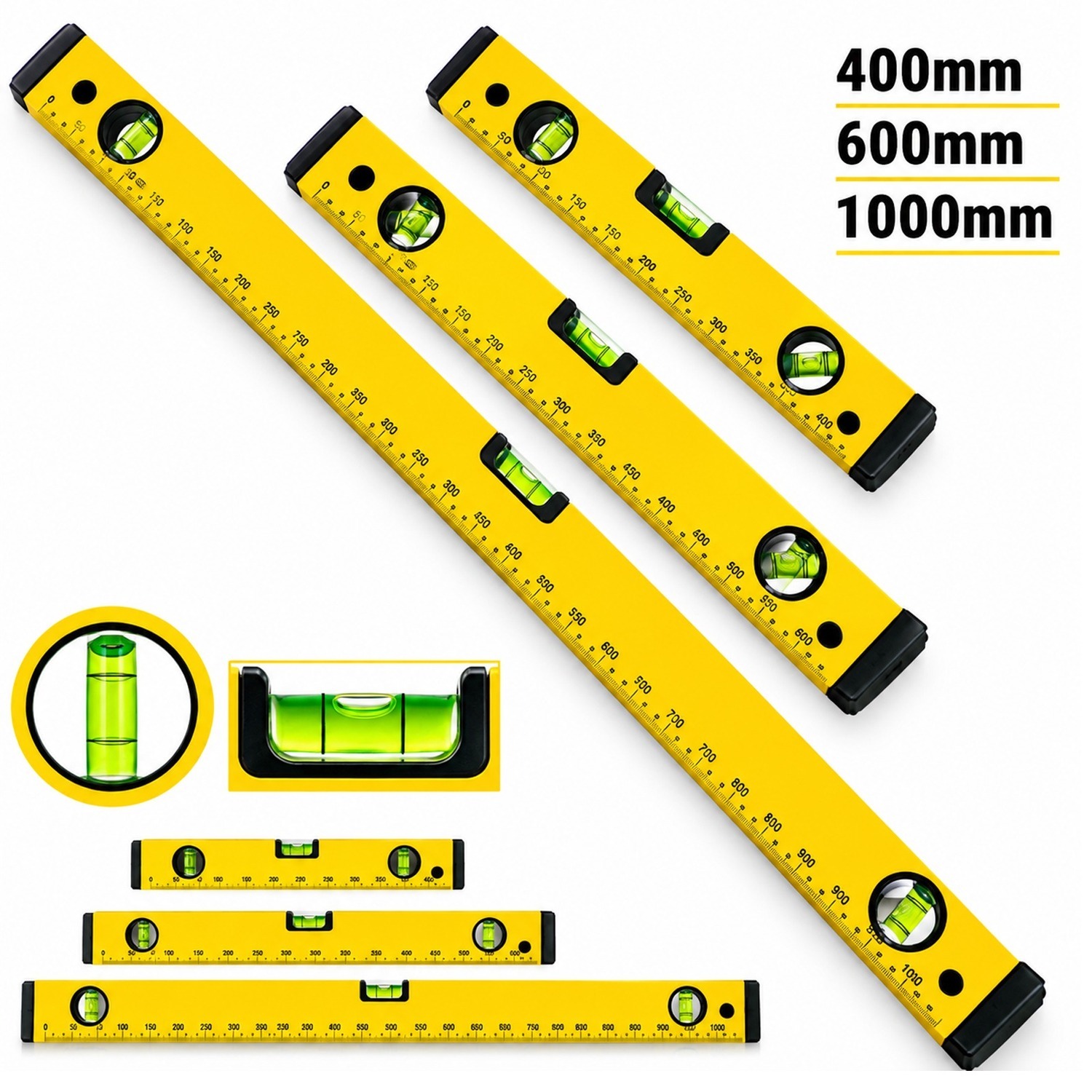 Atek Spirit Level, 3Pcs High Accuracy Spirit Level Set - Yellow