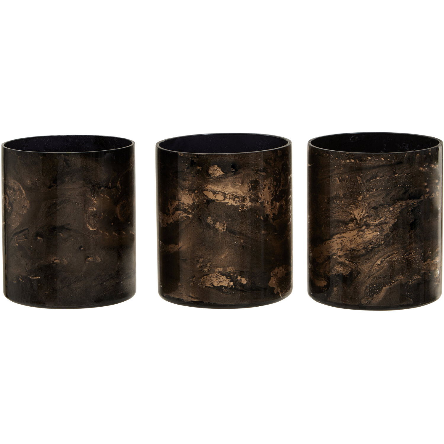 Orsina Set of 3 Gaia Tealight Holders - Black, Gold