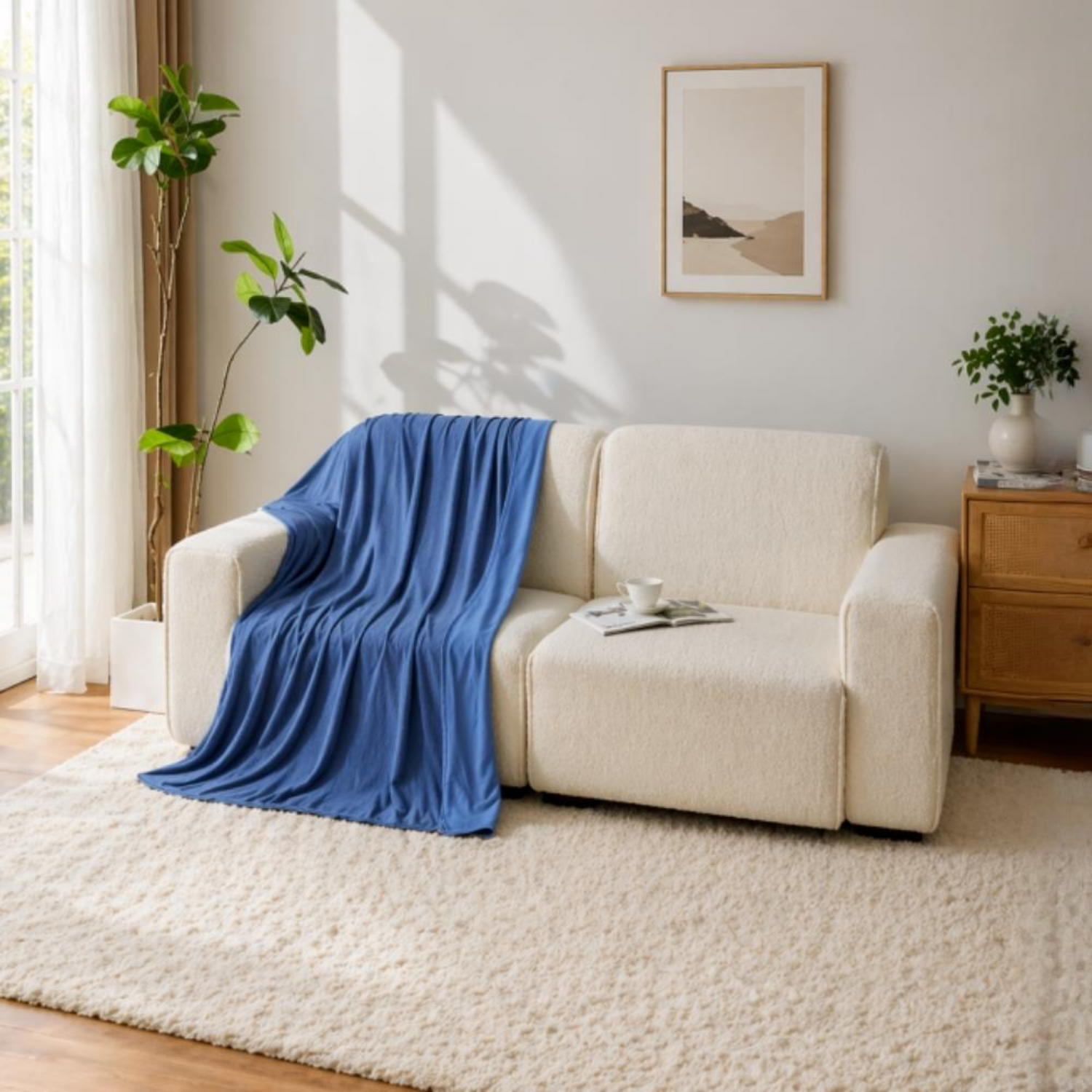 Dyzi Cooling Blanket Lightweight & Breathable with Cooling Technology in Blue | Size: 130 cm x 170 cm