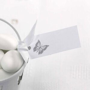 White Butterfly Favour Tags White and Silver Pack of 120