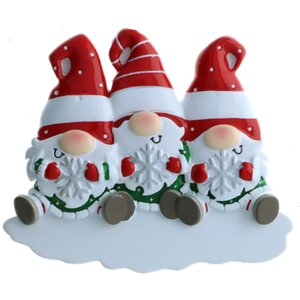 Personalised Christmas Gnome Family Decoration 3 Faces