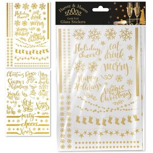 Party Glass Stickers Golden 5 Pack