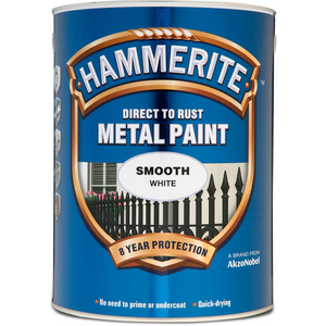 Hammerite Direct-to-Rust Smooth Finish Metal Paint White 5 Litre