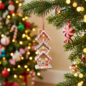 Gingerbread Tiered House Hanging Tree Decoration