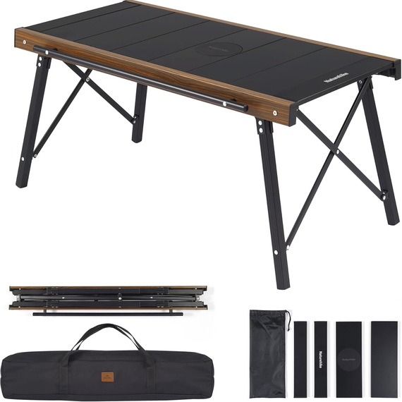NATUREHIKE FlatTop IGT Quick-Opening Folding Camping Table - Black
