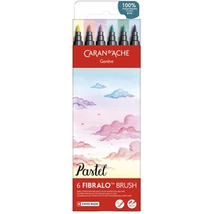 Pastel Fibralo Brush Pens - Assorted Colours / 6 Pack