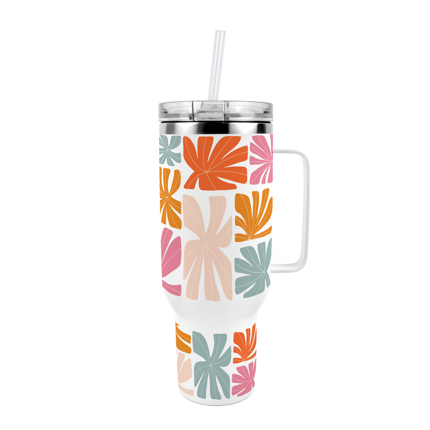 Purely Home Botanical 40Oz Stainless Steel Extra-Large Travel Cup With Straw And Lid - Multi