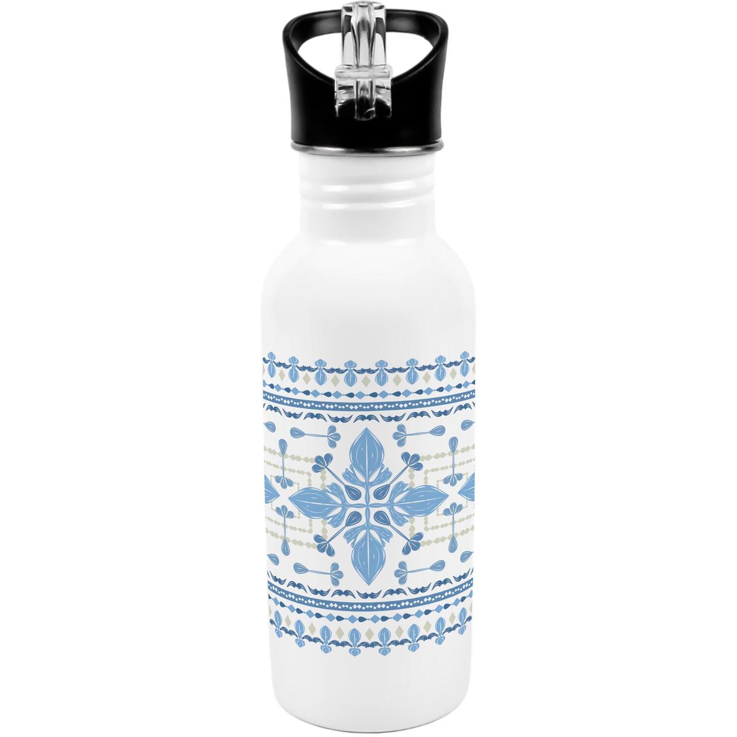 Purely Home Blue Folk Tile Metal Canteen Water Bottle - Blue