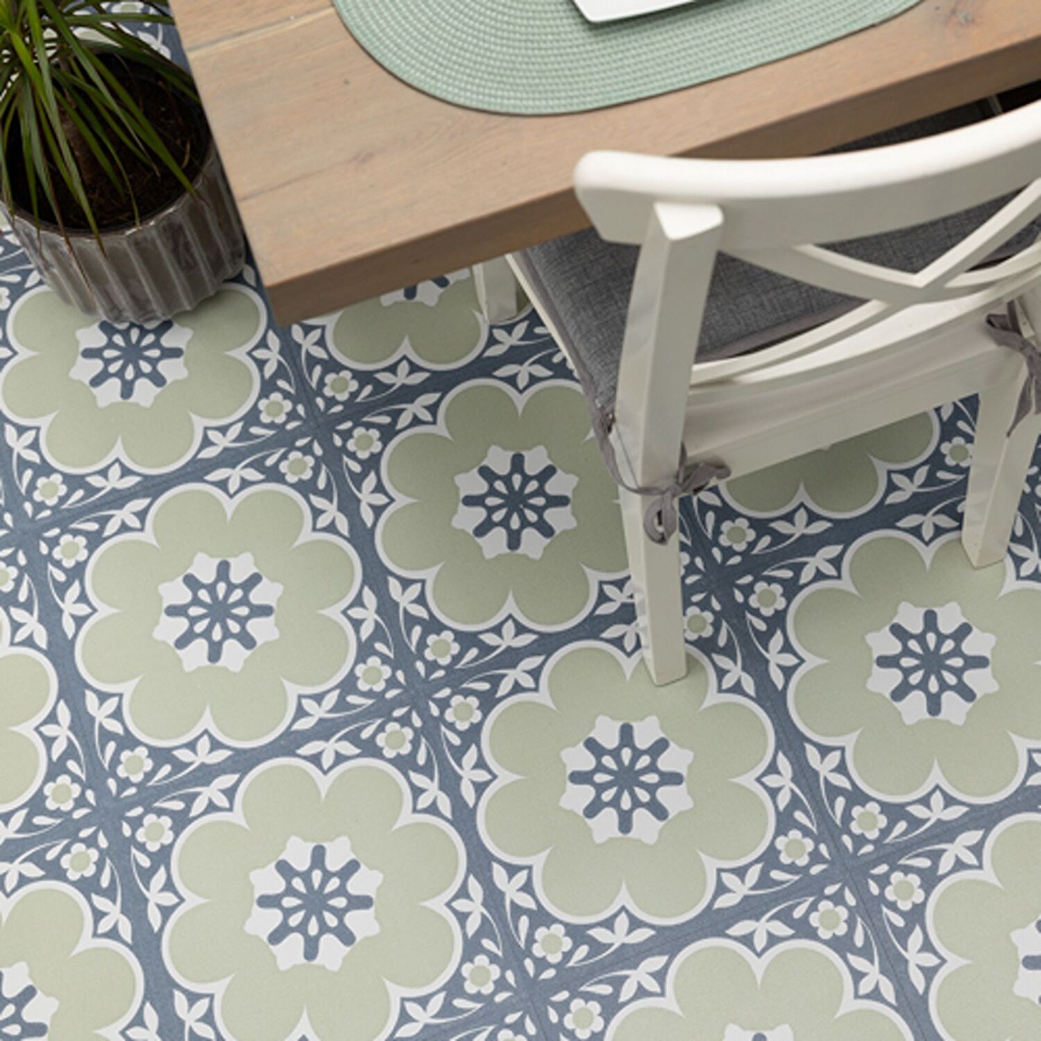 Fine Decor Floor Pops Daphne Sage Green Self-Adhesive Vinyl Floor Tiles