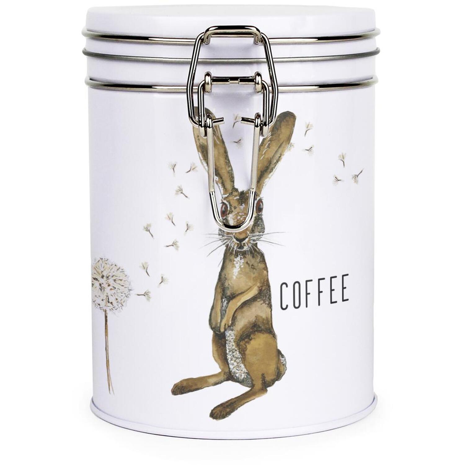 Hare & Dandelions Coffee Canister - Metal Clip-Lid Kitchen Storage Gift - Image 2