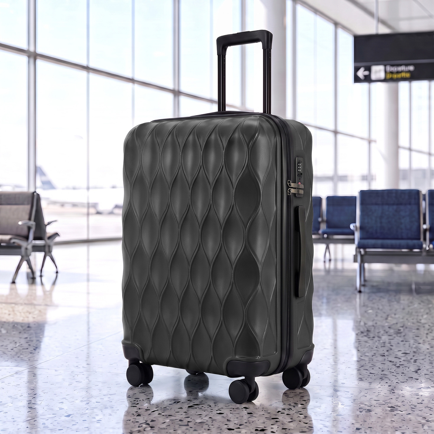 Homcom Black 65Cm 64L Suitcase, Hard Shell Carry On Luggage With Tsa Lock, - Hard Shell Suitcase - Image 3