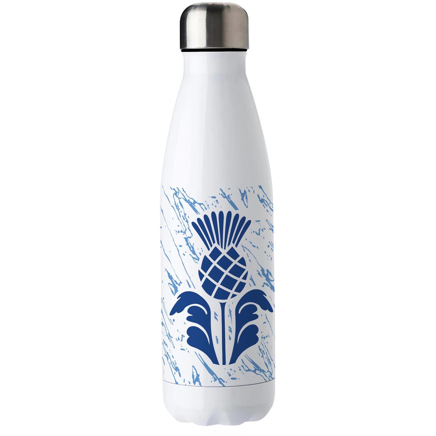 B&Q - Scottish Thistle Water BottleReusable Double Walled 500Ml Hot/cold Drinks Outdoor Bottle Scotland GiftsBlue & White - Image 3