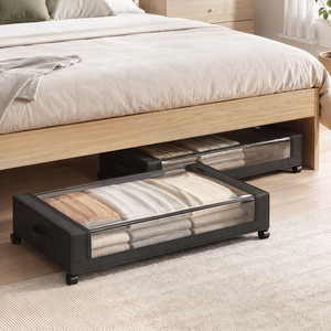 HOMCOM 40L Under Bed Storage On Wheels, 2 Pack Under Bed Drawers, Black