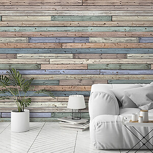 Coloured Wood Mural Wallpaper