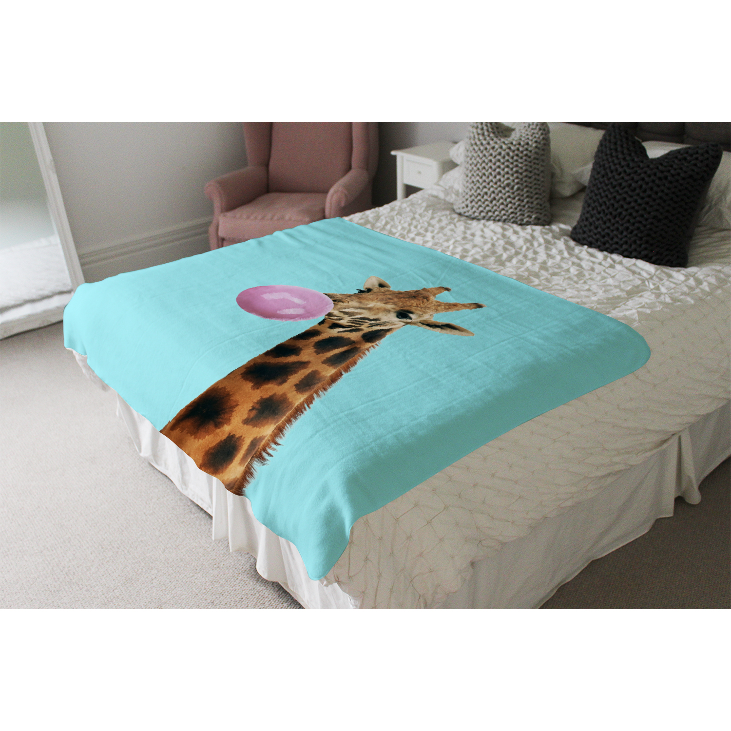 Bubble Gum On Color Background Blanket - Blue