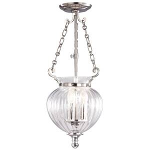Finsbury Park 3 Light Small Ceiling Lantern Pendant Polished Nickel, E14