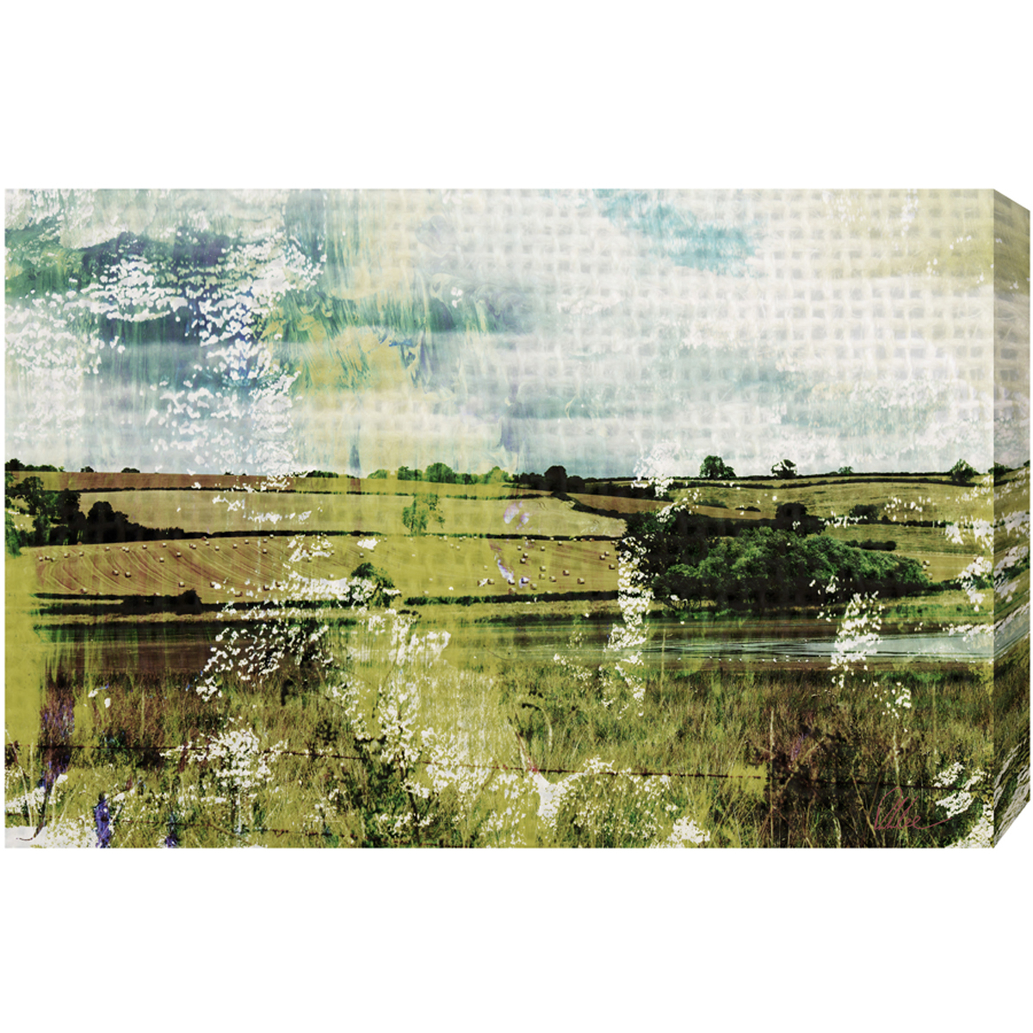 Countryside Classic Lakeview Graphic Art Wrapped on Canvas - Green / 92cm