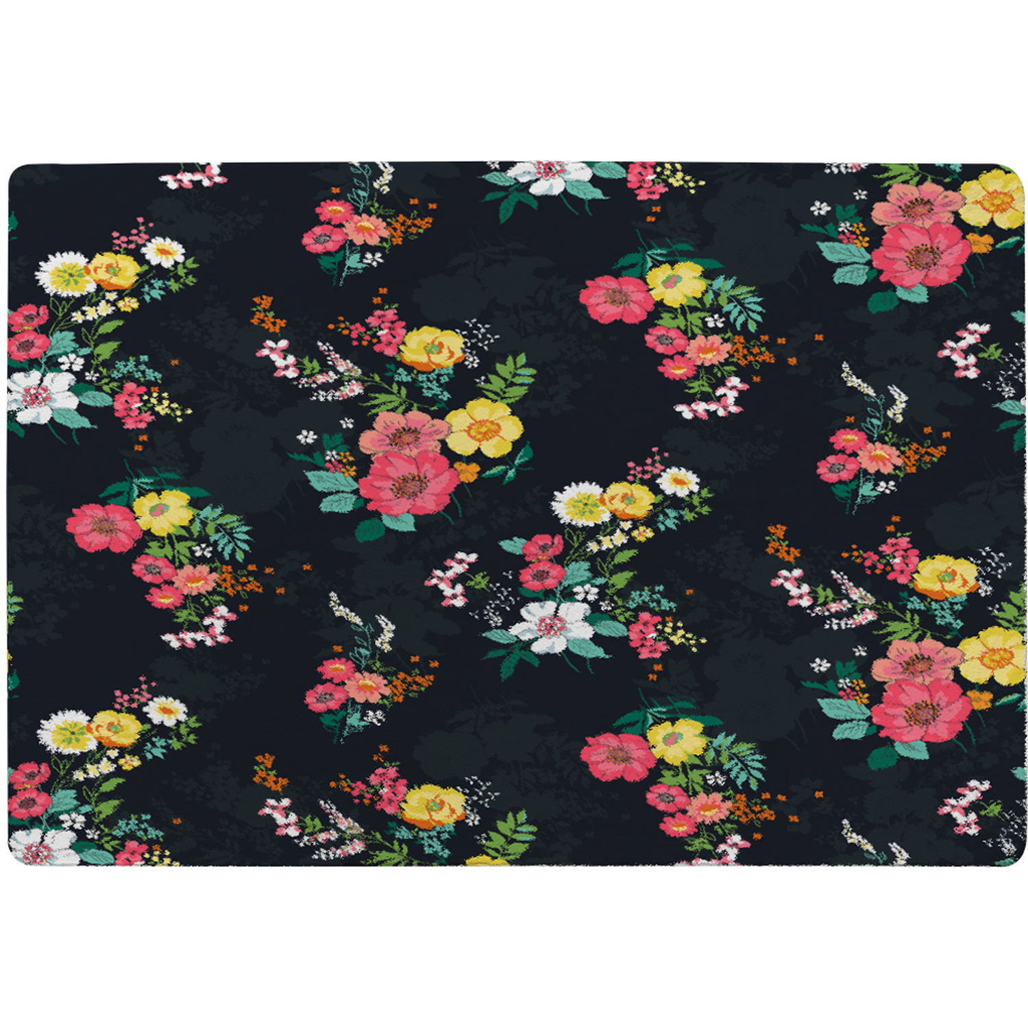 Floral Pattern Designer Rug - Black / 150cm thumbnail